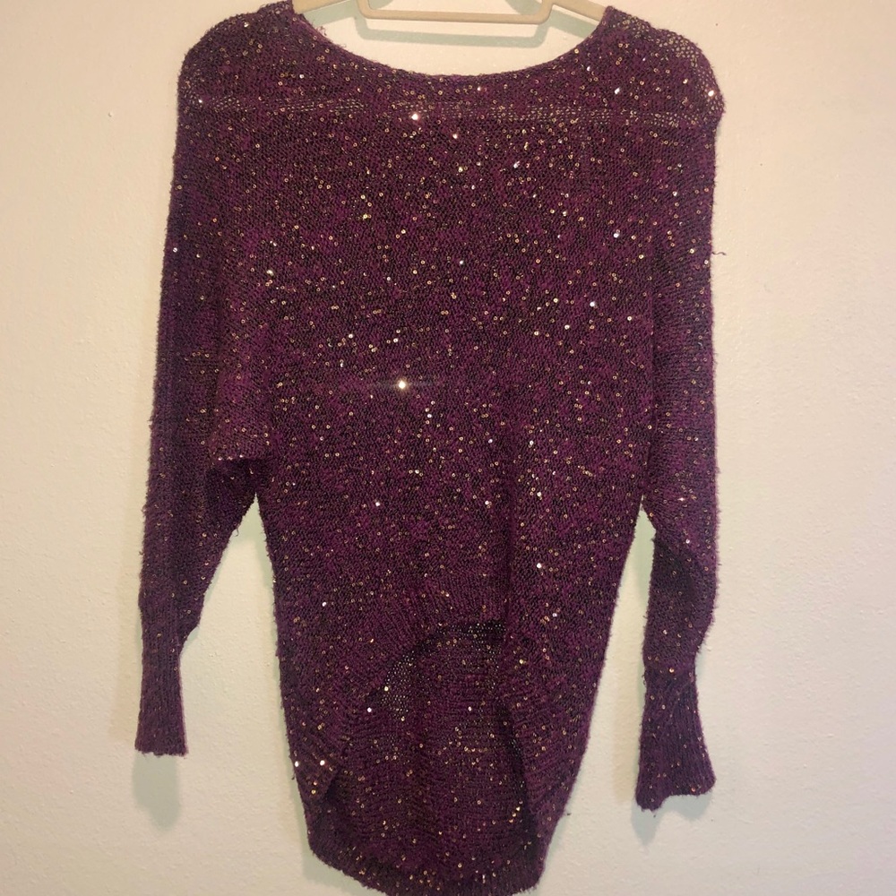 High Low Sequin Sweater